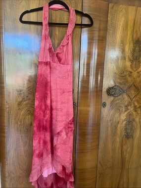 Coral and Red Halter Flowing Dress Size Small